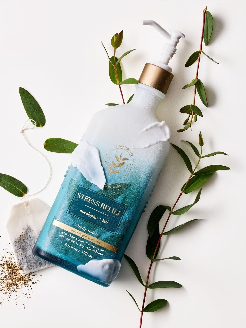 Bath & Body Works Stress Relief Eucalyptus + Tea Body Lotion - Blue & Gold